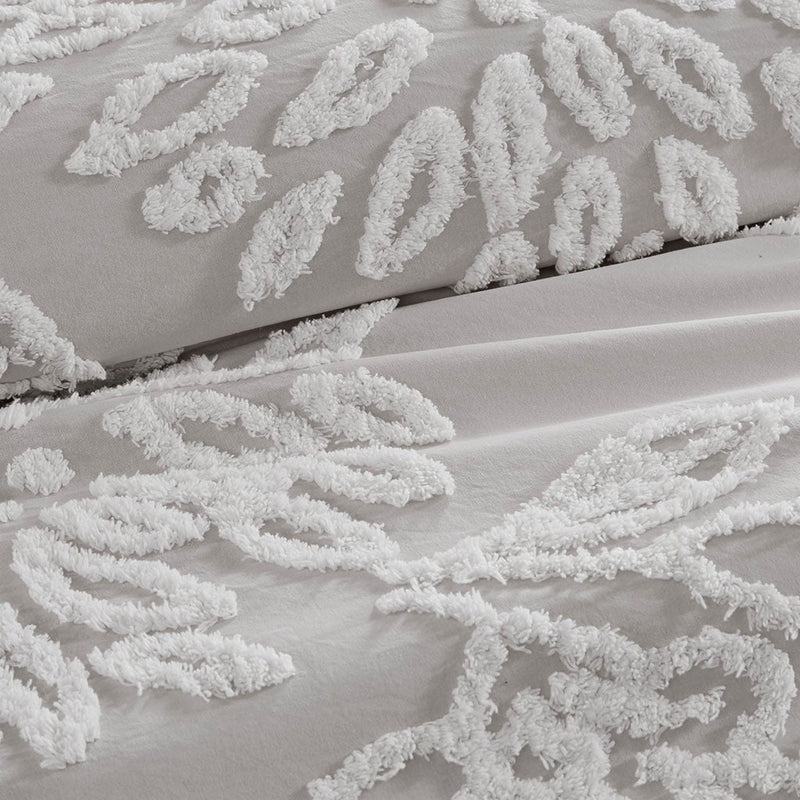 Full/Queen 3 Piece Tufted Cotton Chenille Floral Duvet Cover Set