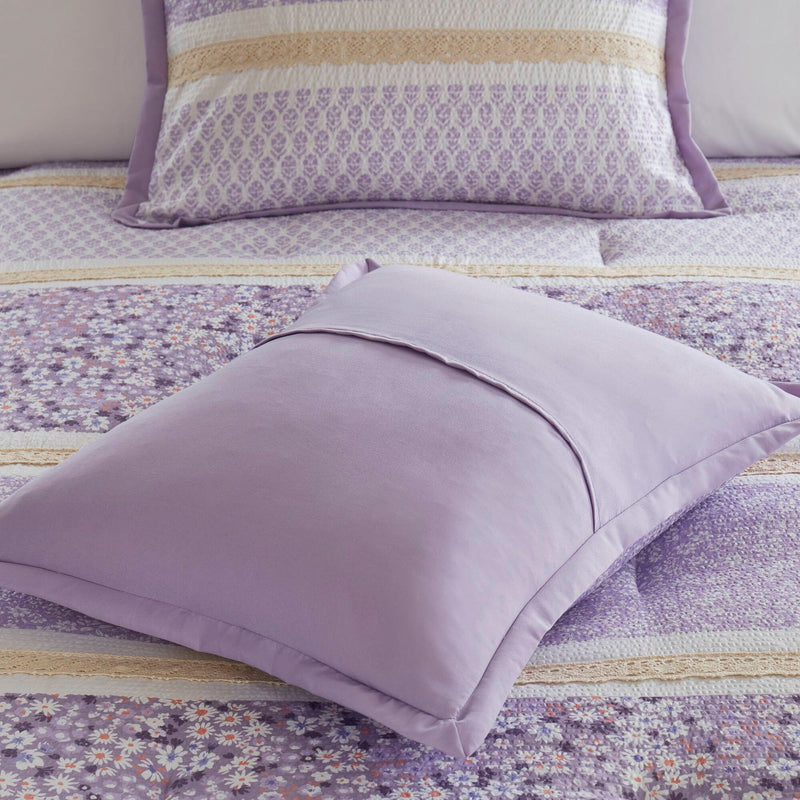 5 PCS King/Cal King Seersucker Comforter Set with Throw Pillows