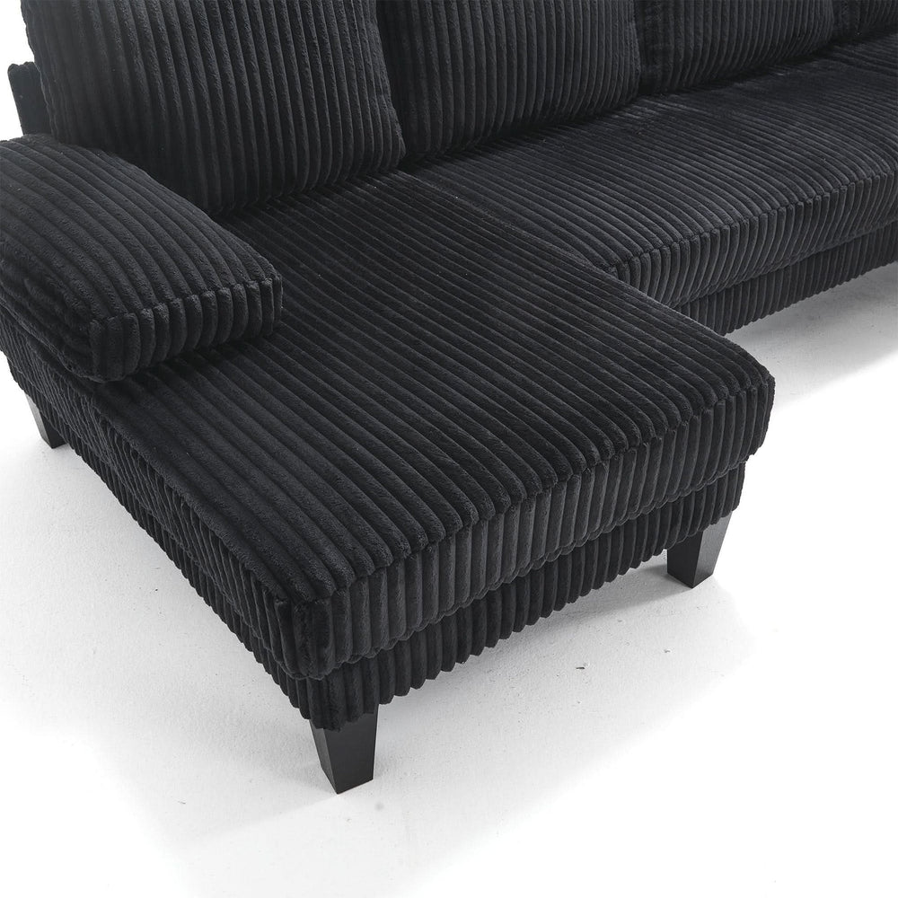 U Shaped Sofa Wood Frame Oversized Four-Seater Living Room Black Upholstery Media 22