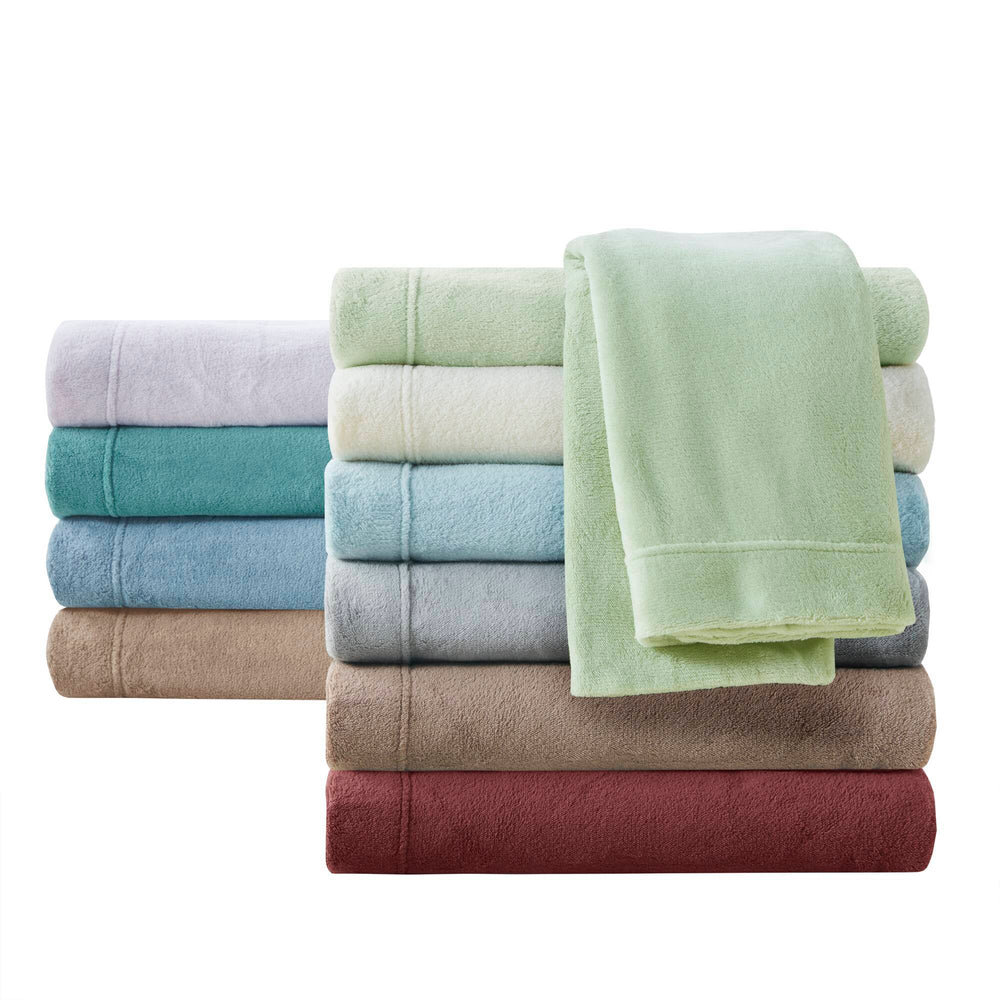 4 PCS King Micro Plush Sheet Set Burgundy Media 15