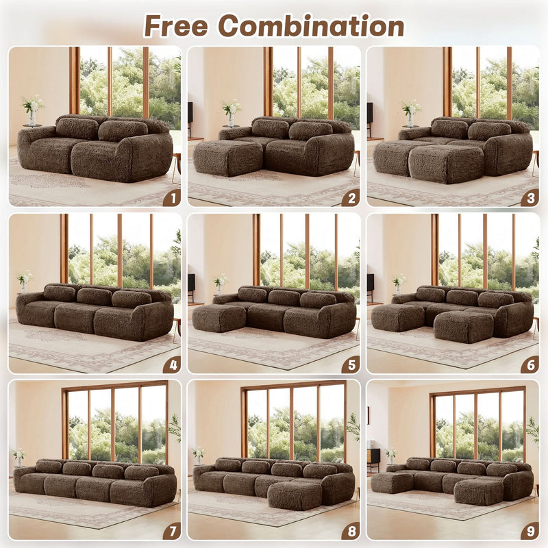 L Shaped Sofa With Chaise Soft Fluffy Plush Fabric For Cozy Living Room And Home Lounge
