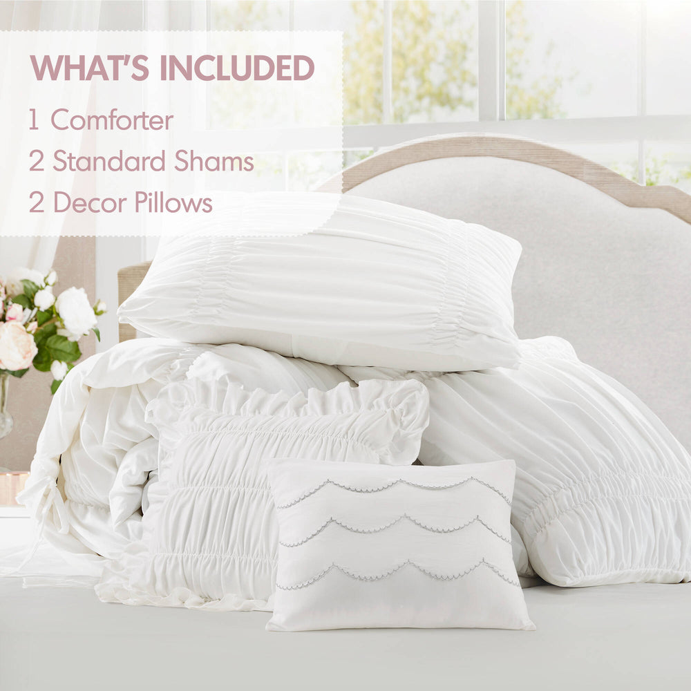 5 Pieces Full/Queen Comforter Set,White Media 6