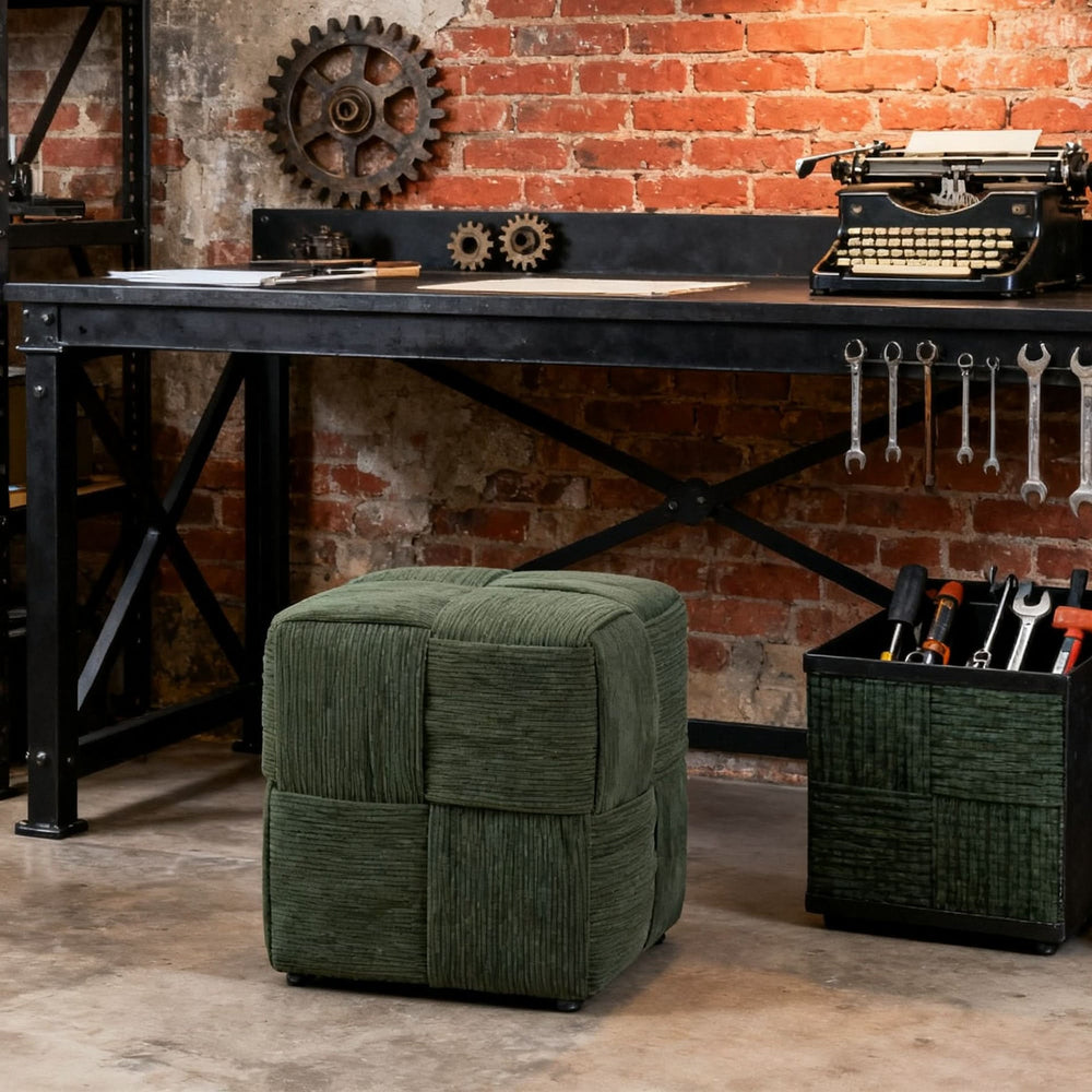 Ottoman Foot Rest Corduroy Green Square Stool For Living Room & Sofa Use Home Furniture Media 6