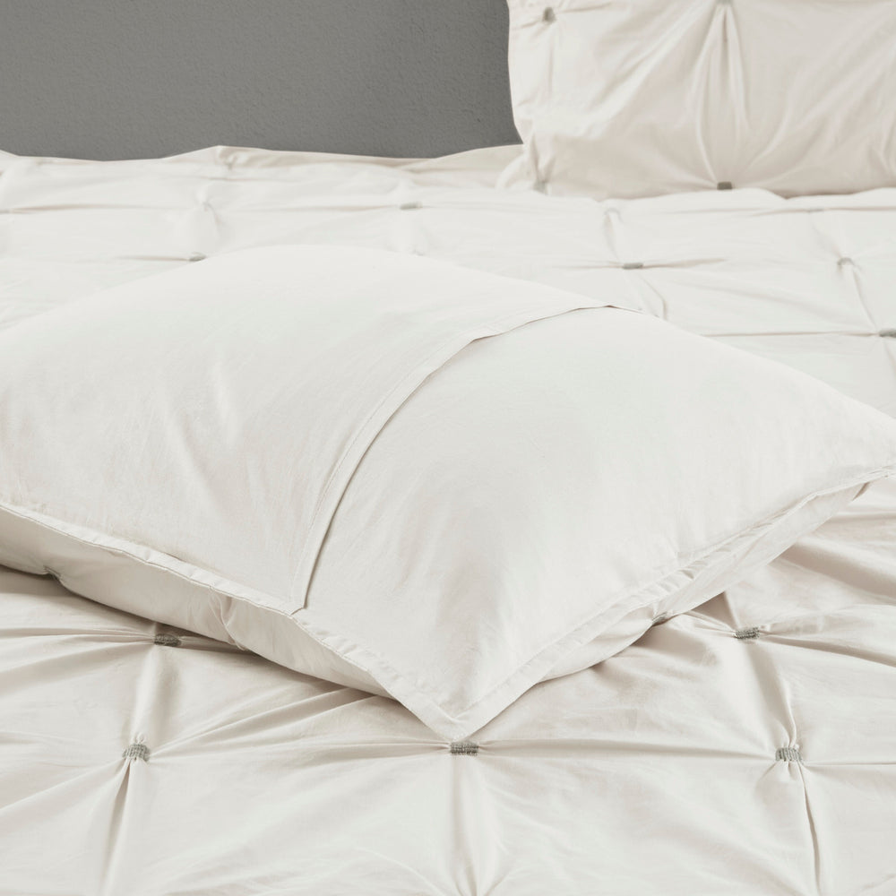 King/Cal King 3 Piece Elastic Embroidered Cotton Duvet Cover Set Media 8