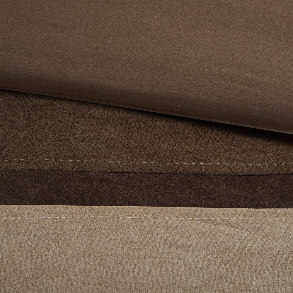 7 Piece Faux Suede Comforter Set Brown Queen Media 3