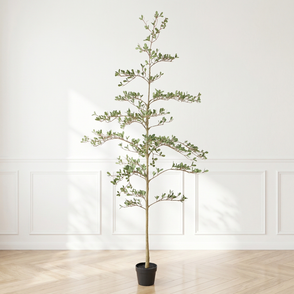6ft Artificial Olive Tree, Realistic Faux Potted Plant in Black Pot, Indoor & Covered Outdoor Decorative Tree for Living Room and Office, 1pc/set Media 3