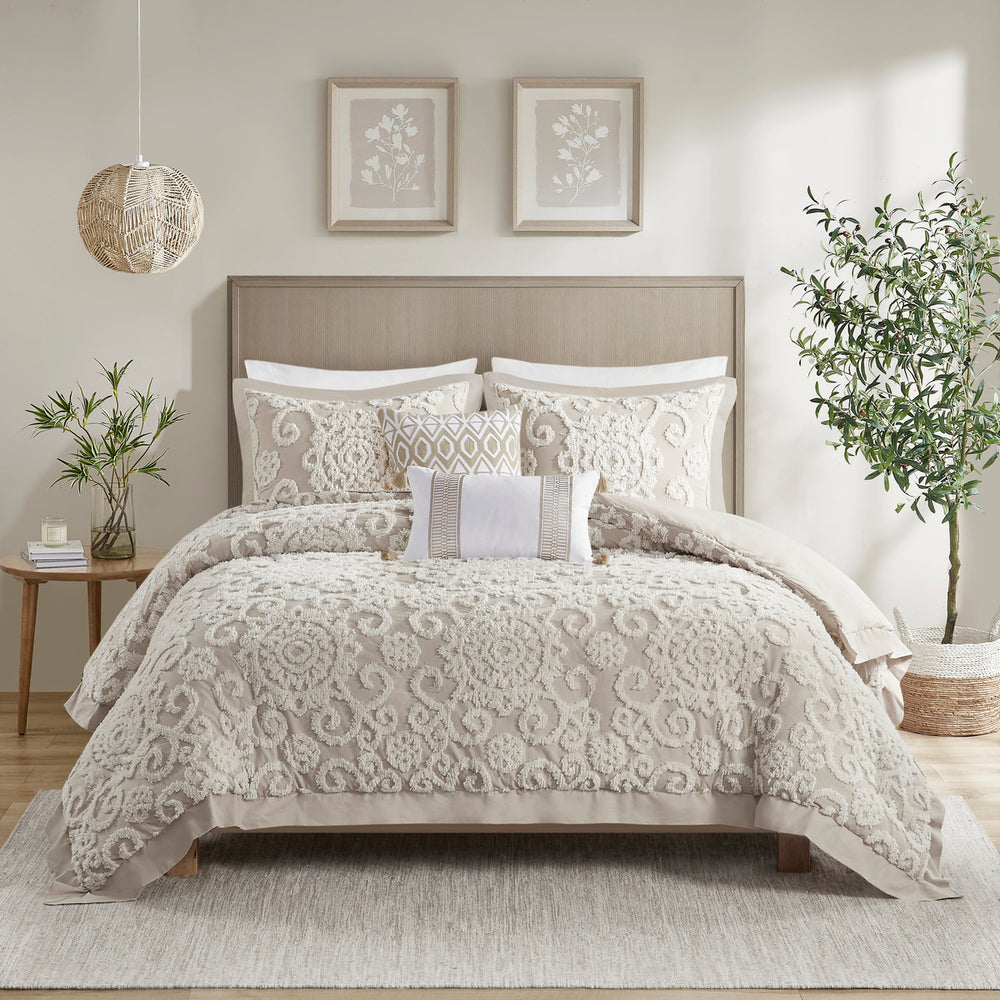 Cotton Duvet Mini Set Taupe Full/Queen Media 1