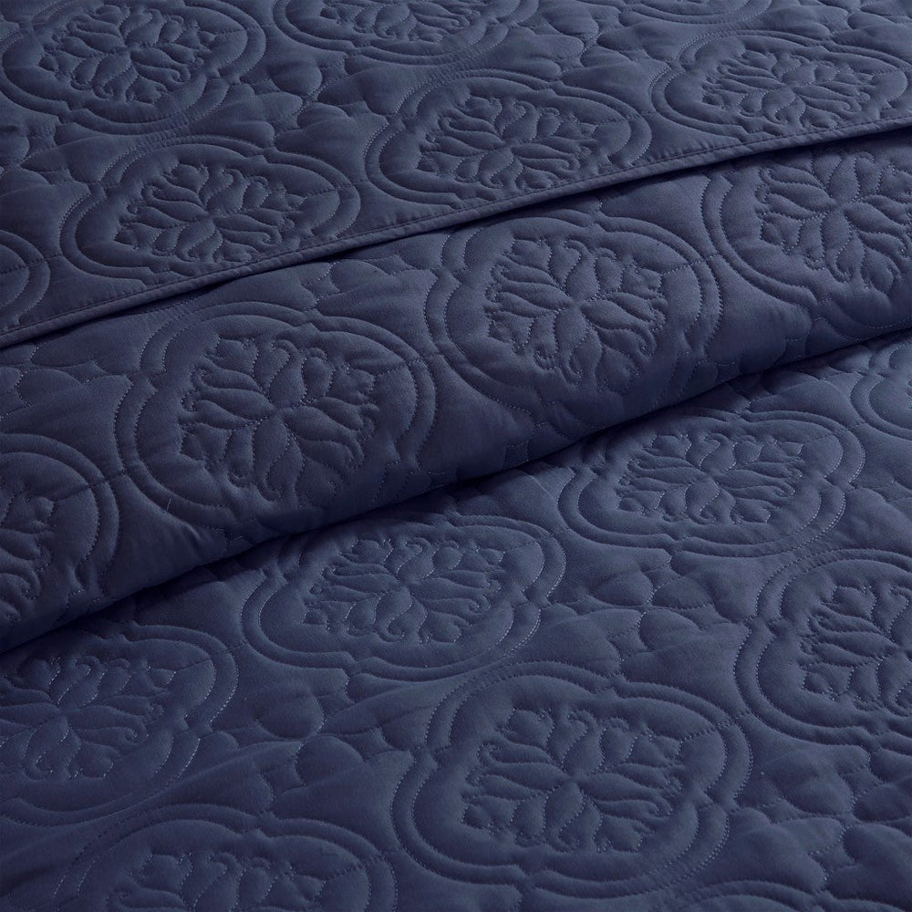 3 Piece Reversible Bedspread Set Navy King/Cal King Media 11