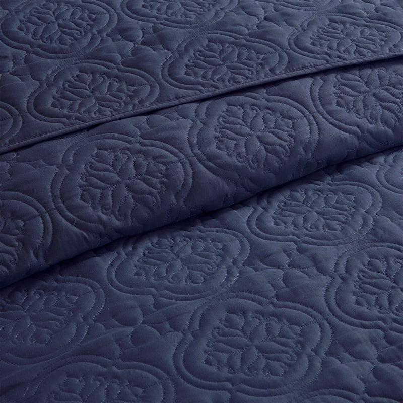 3 Piece Reversible Bedspread Set Navy King/Cal King