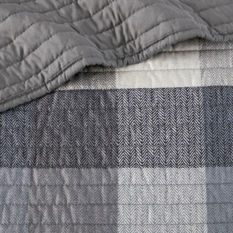 6 Piece Reversible Plaid Daybed Cover Set Grey Daybed