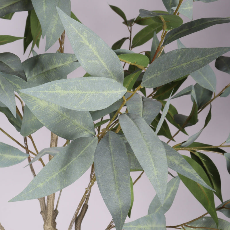 5FT Realistic Artificial Eucalyptus Tree in Black Plastic Pot with Lush Green Fabric Leaves, Indoor Potted Faux Plant for Home Office Decor