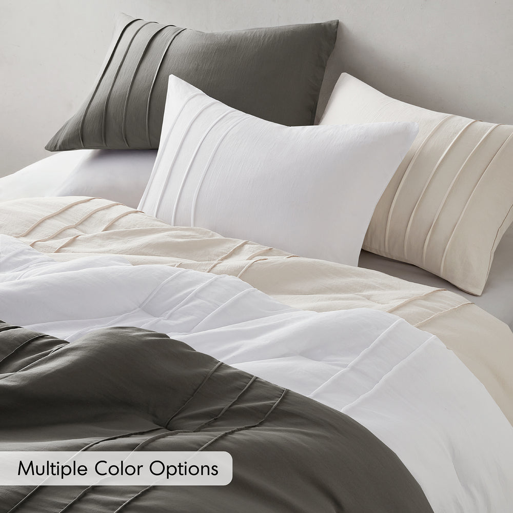 3-Piece Cal King Soft Washed Pleated Comforter Set Media 8