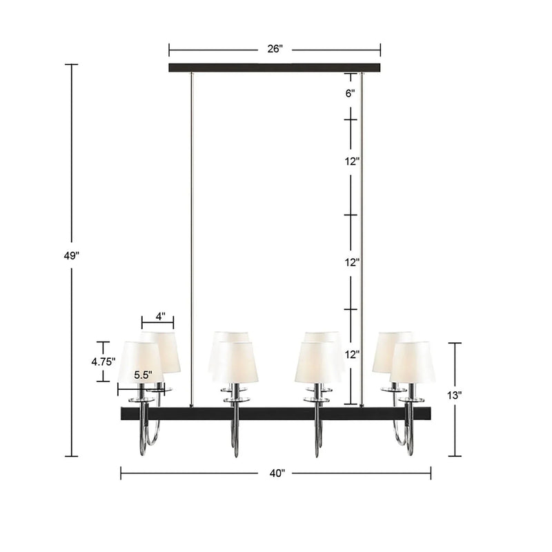 8 Light Chandelier Polyester Drum Shades Traditional Dining Room Fixture