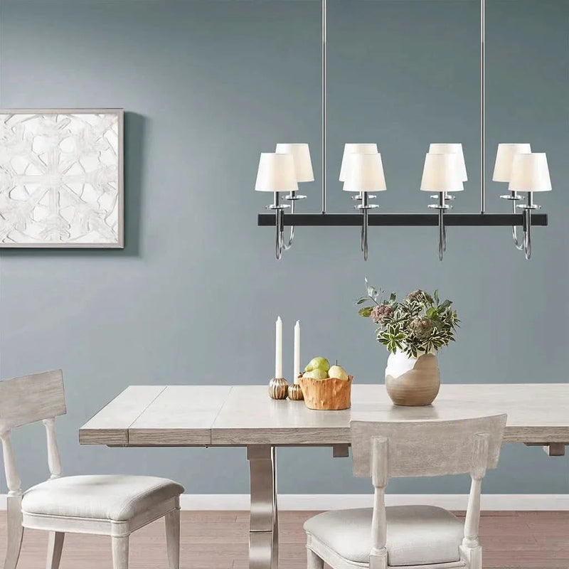 8 Light Chandelier Polyester Drum Shades Traditional Dining Room Fixture