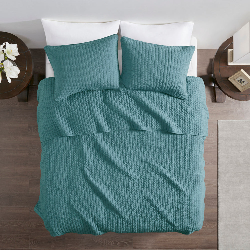 3 Piece Quilt Set Teal King/Cal King Media 11