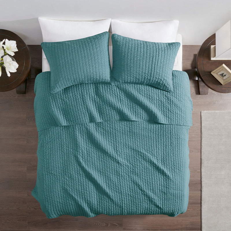 3 Piece Quilt Set Teal King/Cal King