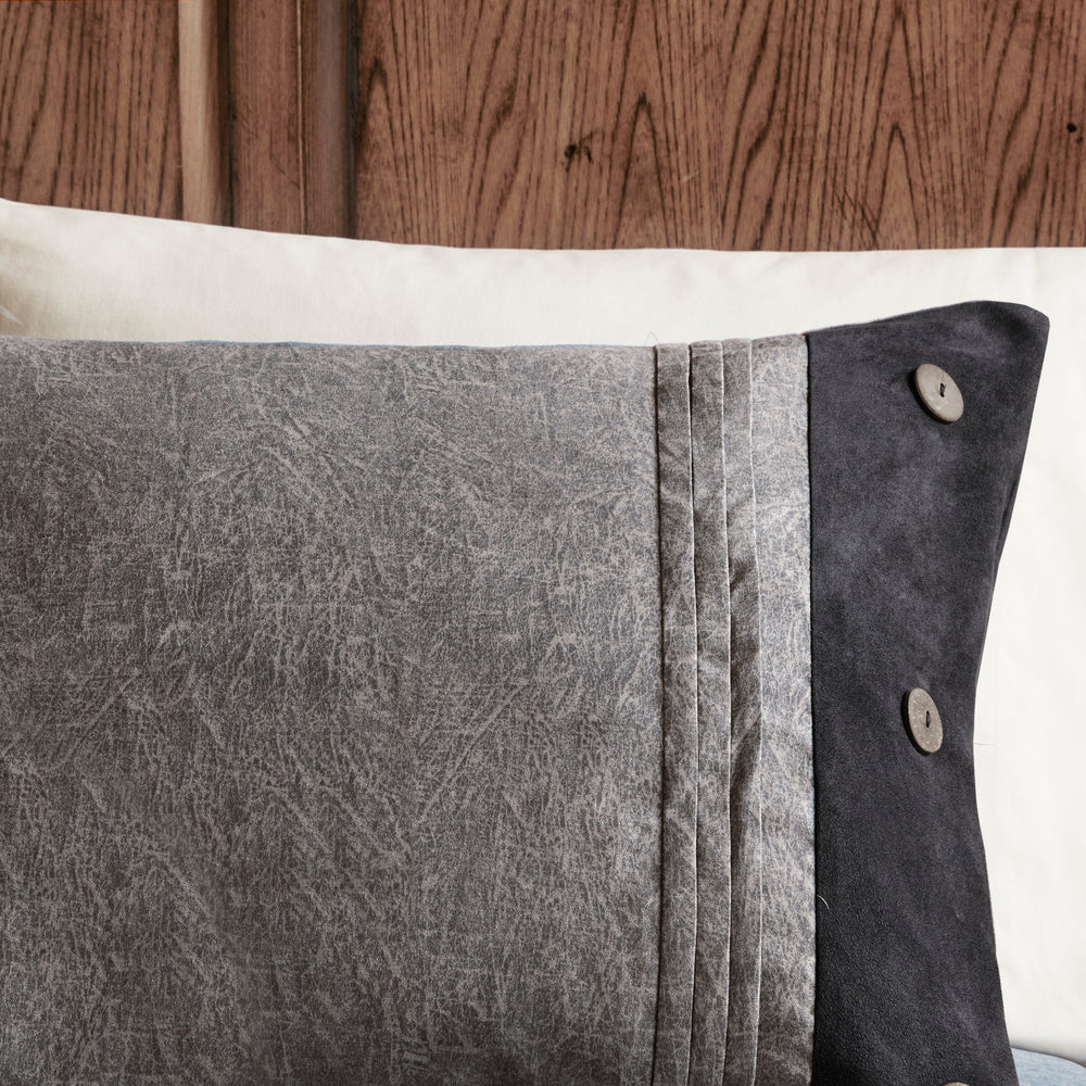 7 Piece Faux Suede Comforter Set Grey Cal King Media 2