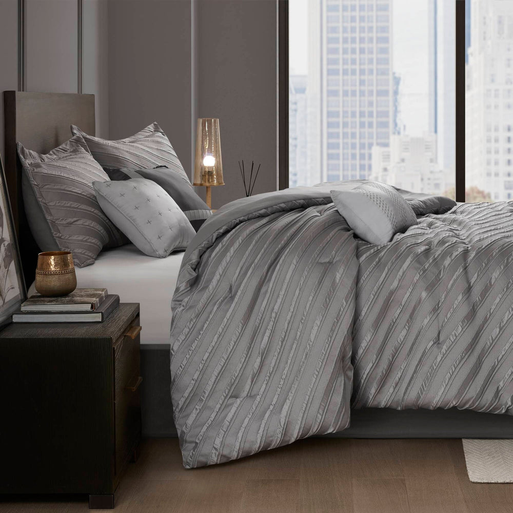 7 PCS Queen Comforter Set Grey Media 15