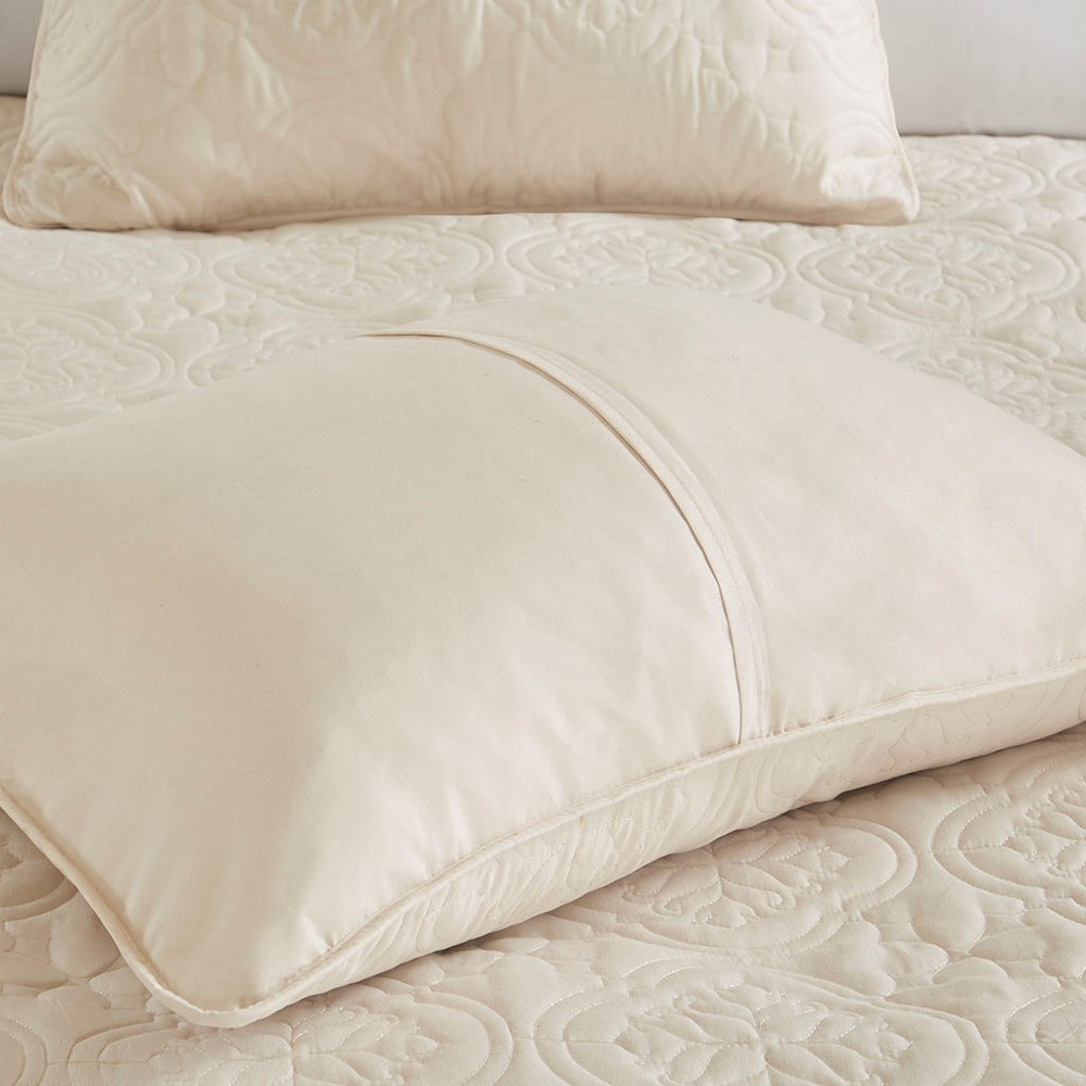 3 Piece Reversible Bedspread Set Cream King/Cal King Media 5