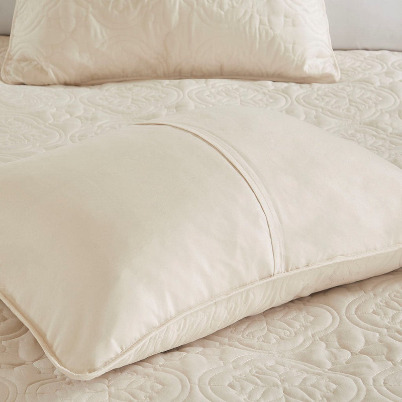 3 Piece Reversible Bedspread Set Cream Full/Queen