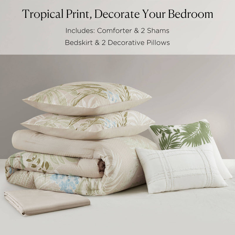 6 Piece Oversized Cotton Comforter Set with Throw Pillow