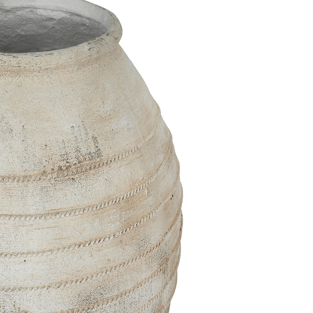 22.4x22.4x30.5' Large Magnesium Flower Pot with Weathered White Finish and Ridged Texture Media 4