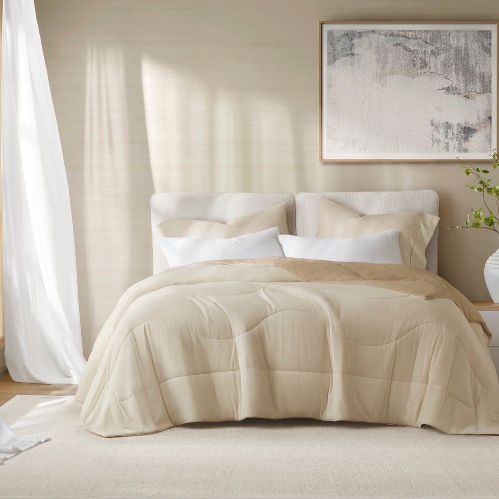 1-Piece King/Cal King Reversible Tencel Comforter Blanket,Linen Media 1