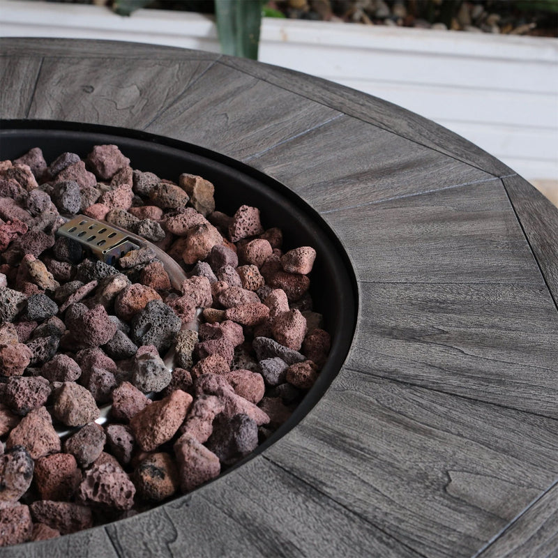 Outdoor Propane Fire Pit Concrete Stonecrest & Lava Rocks Cover Included