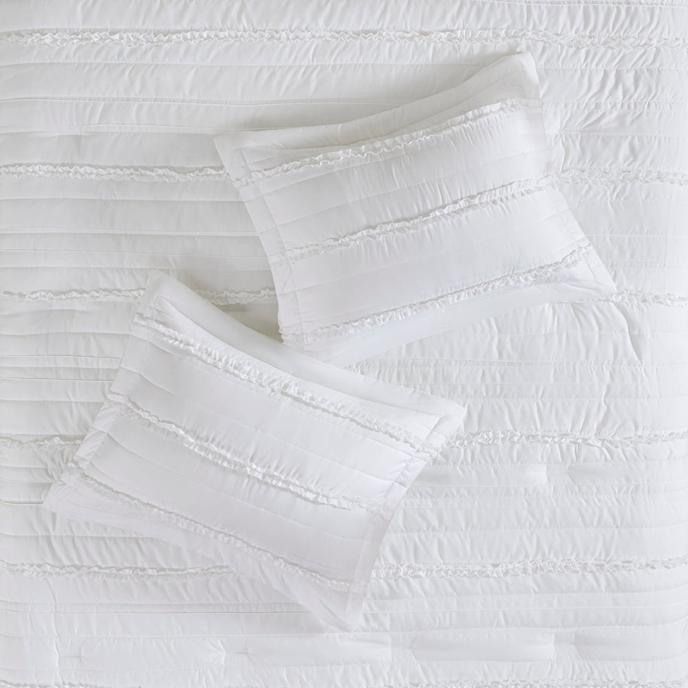 5 Piece   Ruffled Comforter Set White Queen Media 9