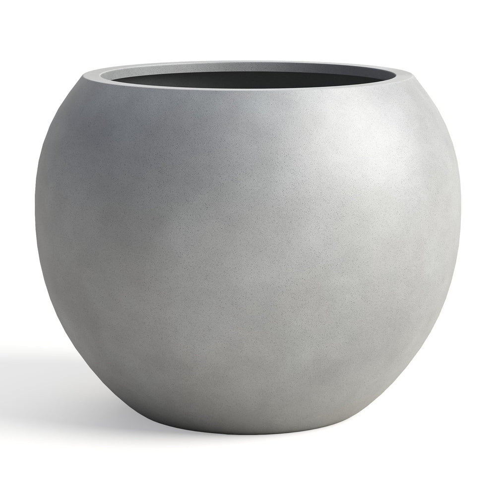 DTY Fiberstone Globe Planter Indoor Outdoor — Lightweight Sphere Ball Pot for Olive Tree, Monstera & Palm | Fiberglass Stone | UV Resistant, Drainage Hole | 2 Coco Mats | Black | 12.6