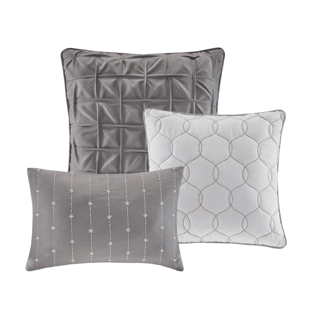 7 Piece Printed Seersucker Comforter Set Grey Cal King Media 15