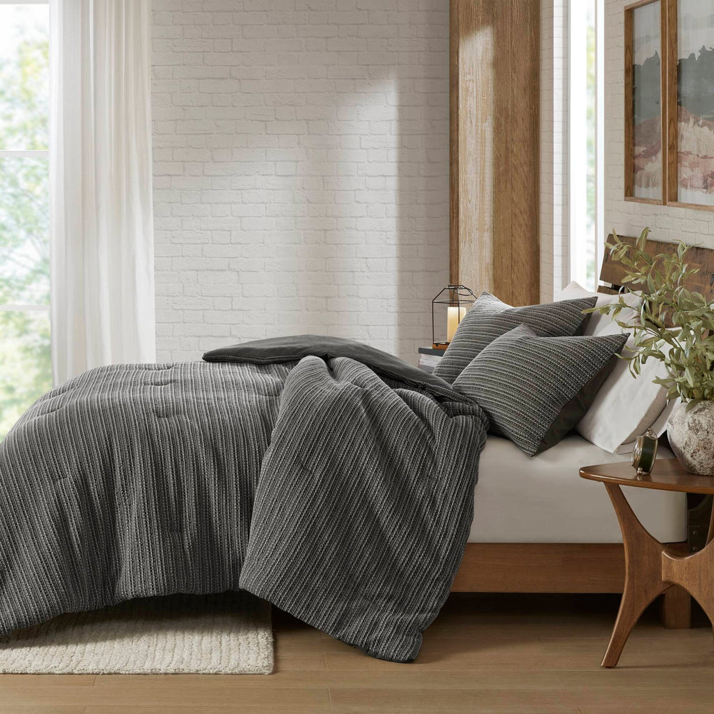 3PCS Full/Queen Waffle Washed Comforter Set Media 13