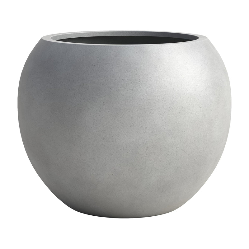 DTY Fiberstone Globe Planter Indoor Outdoor — Lightweight Sphere Ball Pot for Olive Tree, Monstera & Palm | Fiberglass Stone | UV Resistant, Drainage Hole | 2 Coco Mats | Black | 12.6" D × 10" H