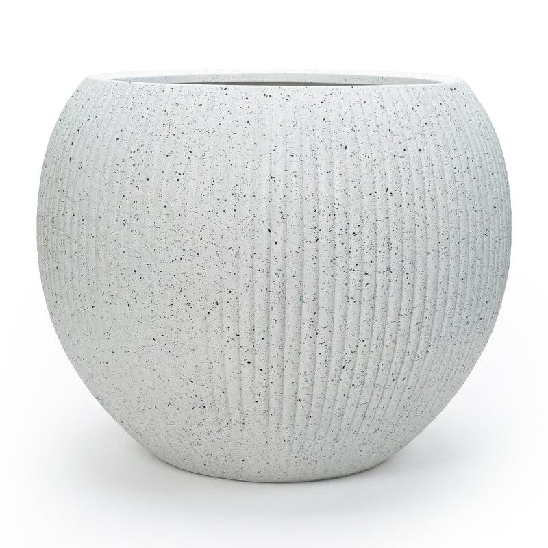 DTY Fiberstone Globe Planter Indoor Outdoor — Lightweight Sphere Ball Pot for Olive Tree, Monstera & Palm | Fiberglass Stone | UV Resistant, Drainage Hole | 2 Coco Mats | Black | 12.6" D × 10" H