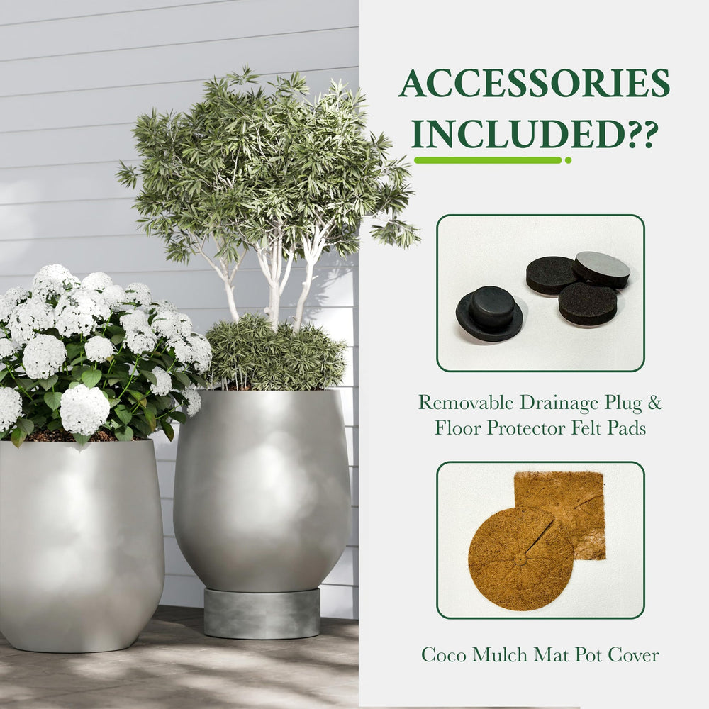 DTY Signature Mount Wilson Modern Indoor Outdoor Fiberstone Tapered Planter, Lightweight, Weather Resistant Garden Pot with Drainage Hole & Rubber Plug (Black, 11'' D x 12'' H) Media 87