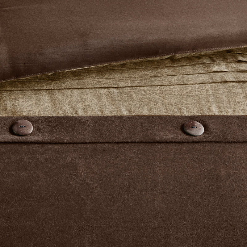 7 Piece Faux Suede Comforter Set Brown King