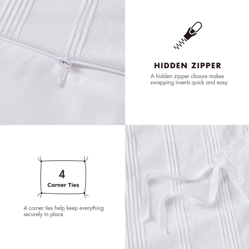 3-Piece King Woven Striped Duvet Set Media 4