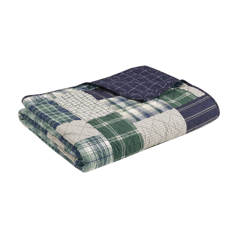 3 Piece Reversible Printed Quilt Set Green / Navy King/Cal King