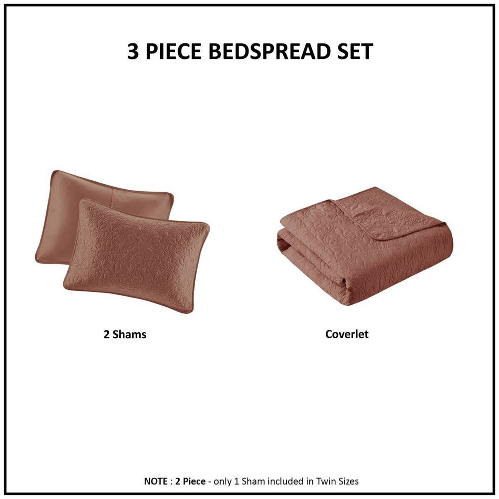 3 Piece Reversible Quilt Set Clay Red King/Cal King Media 14