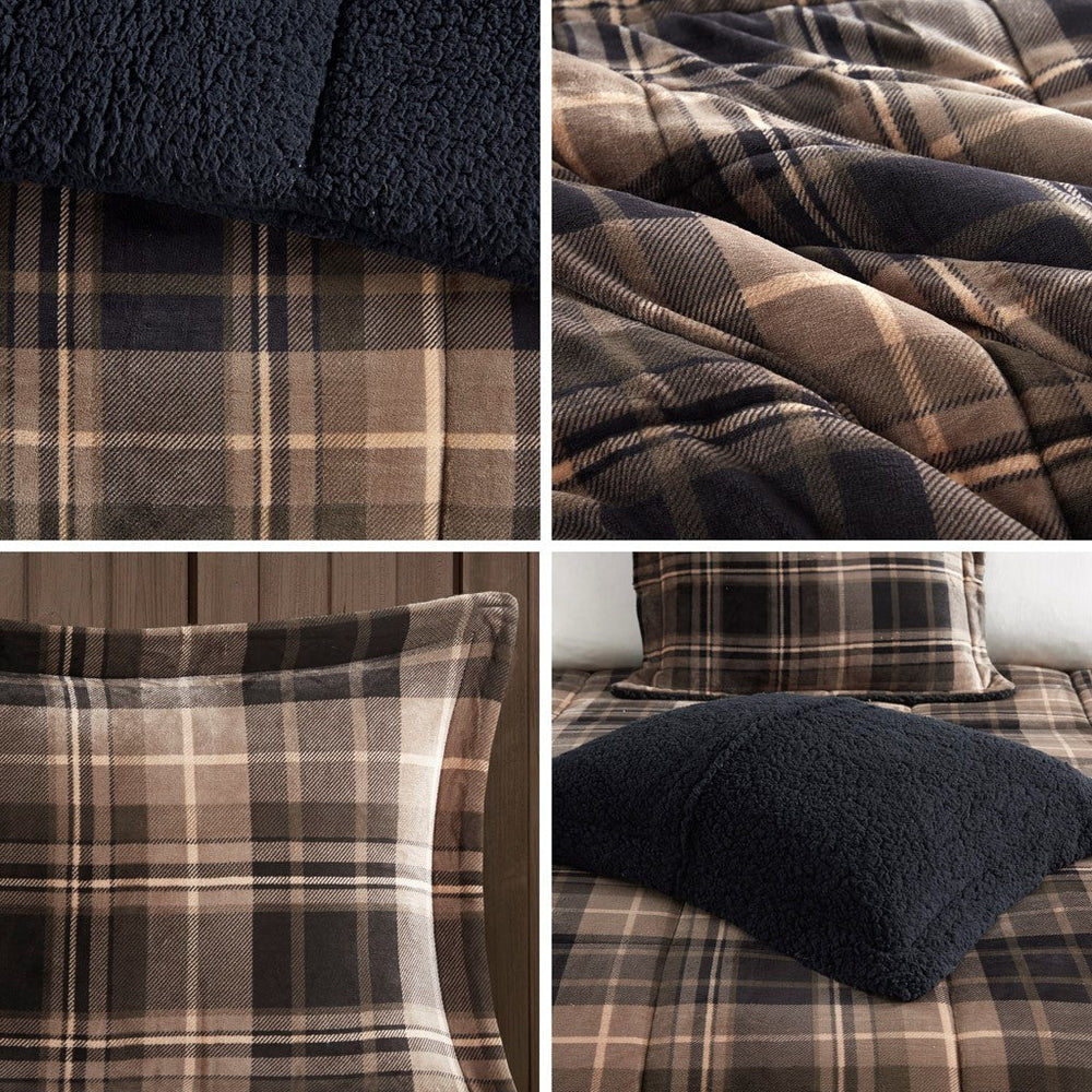 Full/Queen Plush to Sherpa Down Alternative Comforter Set Media 3