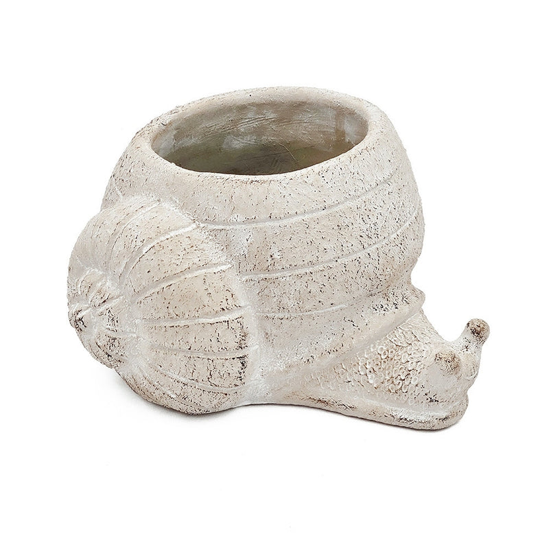 8.3x7x4.7' Decorative Sand and Cement Snail Planter with Textured Beige Finish