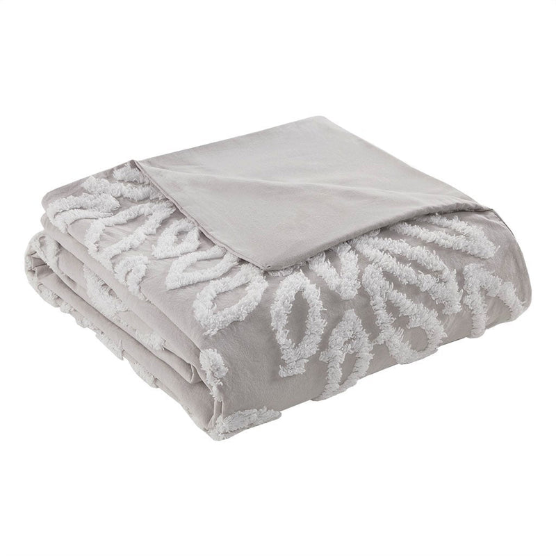 King/Cal King 3 Piece Tufted Cotton Chenille Floral Duvet Cover Set