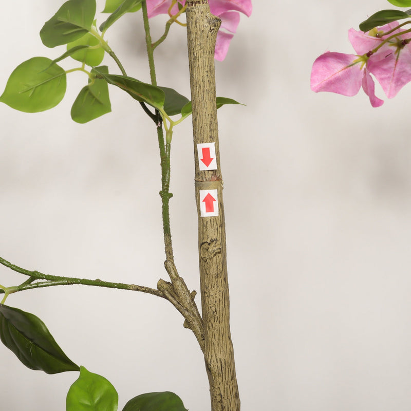 Artificial Bougainvillea Tree with Black Plastic Pot, Realistic Faux Flowering Plant in Green Leaves and Pink Blooms, 72-Inch Indoor Decor for Home Office
