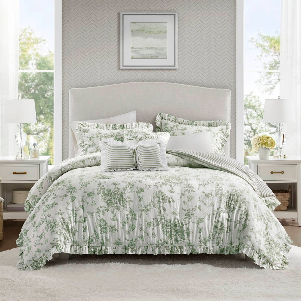 5 Pieces King Comforter Set with Decorative Pillows,Green Media 1