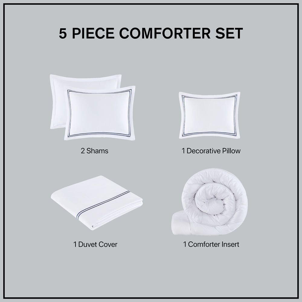 King/Cal King 100% Cotton Sateen Embroidered Comforter Set Media 2
