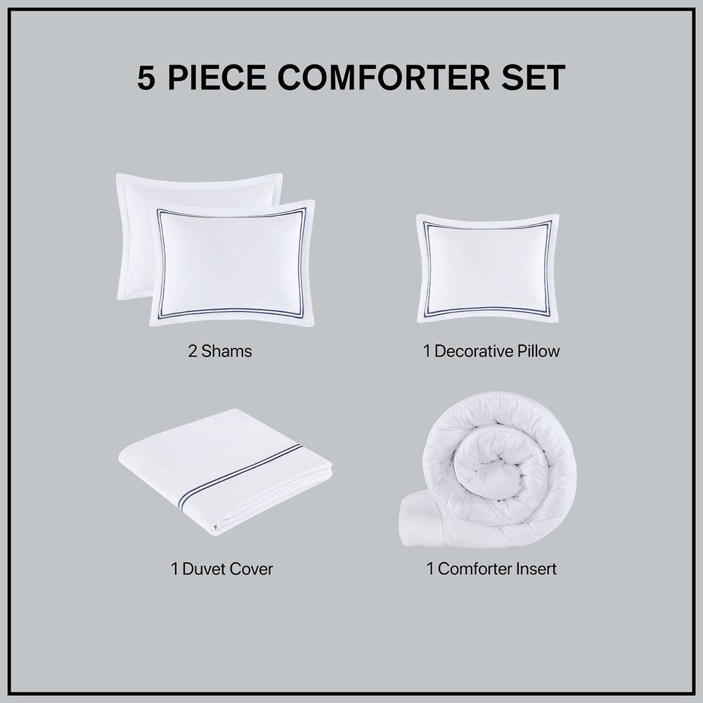 King/Cal King 100% Cotton Sateen Embroidered Comforter Set Media 2