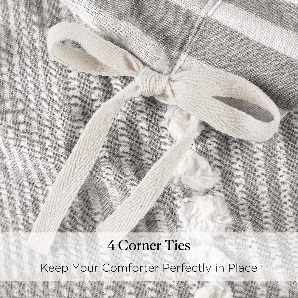 3- Piece Full/Queen Cotton Yarn Dyed Duvet Cover Set Media 2