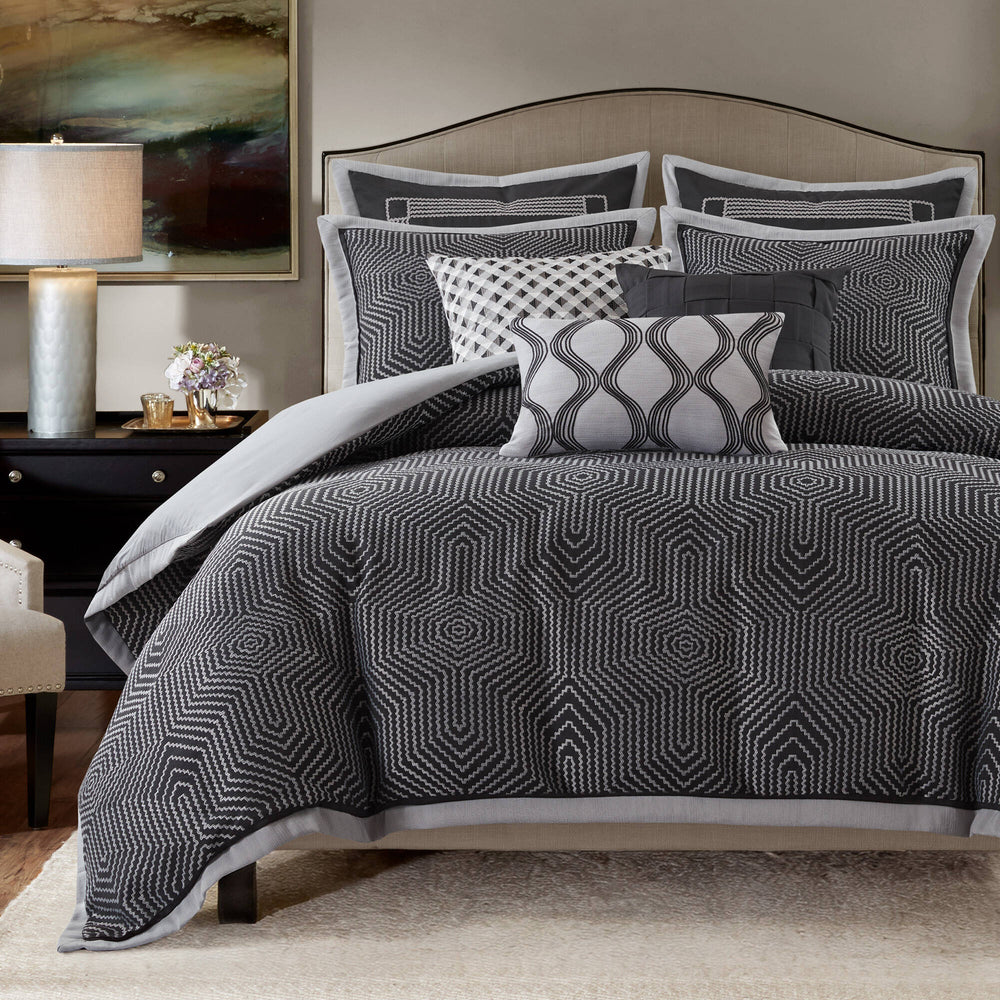 9 Pieces King Comforter Set,Black Multi Media 6
