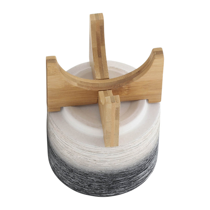 CERAMIC 5' PLANTER ON WOODEN STAND, GRAY