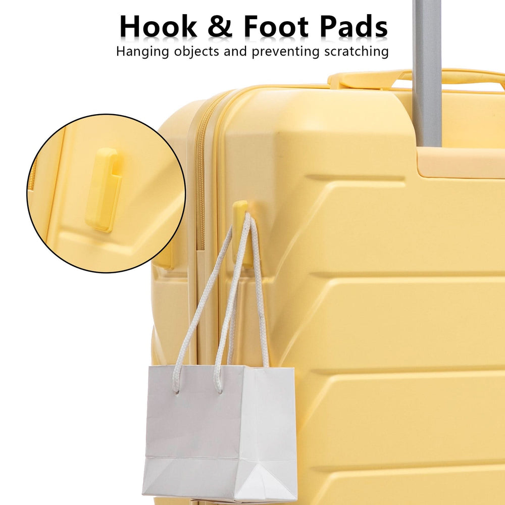 ABS Luggage Set Spinner Wheel 3-Piece Yellow Waterproof Travel Case 20 24 28 Inch Media 11